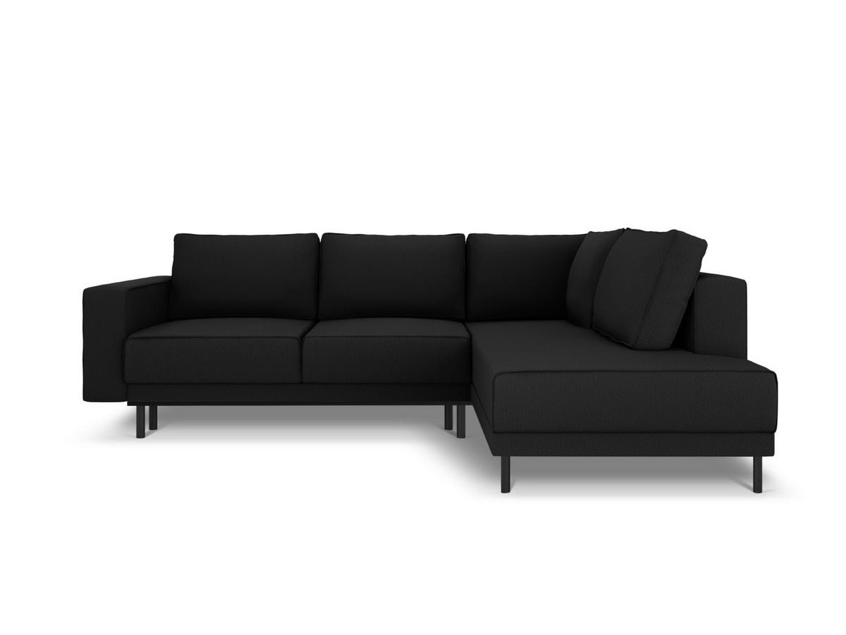 AUSKLAPPBARES-ECKSOFA rechts Caro aus strukturiertem Stoff schwarz 5 Sitzplätze - Schwarz, Textil (187/247cm) - Micadoni