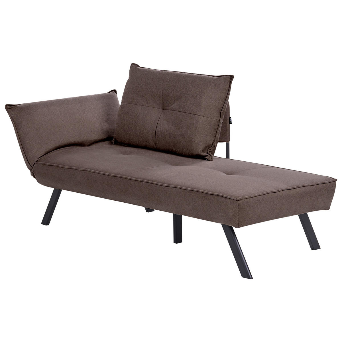 ČALOUNĚNÉ LEHÁTKO CHAISE LONGUE LEVOSTRANNÉ Látka Hnědé Rocamadour - černá/hnědá, textil (150/83/72cm) - Beliani