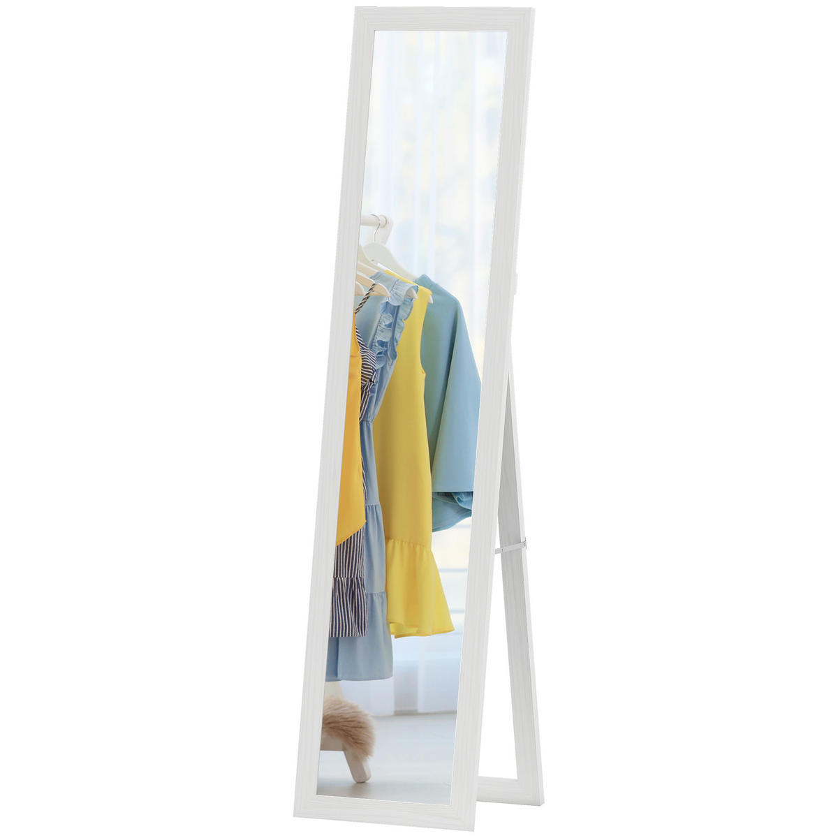 STANDSPIEGEL DE-17929 Holzrahmen, wandmontierbar oder stehend Weiß - Weiß, Holzwerkstoff (37/157/3.8cm) - ComfortXL