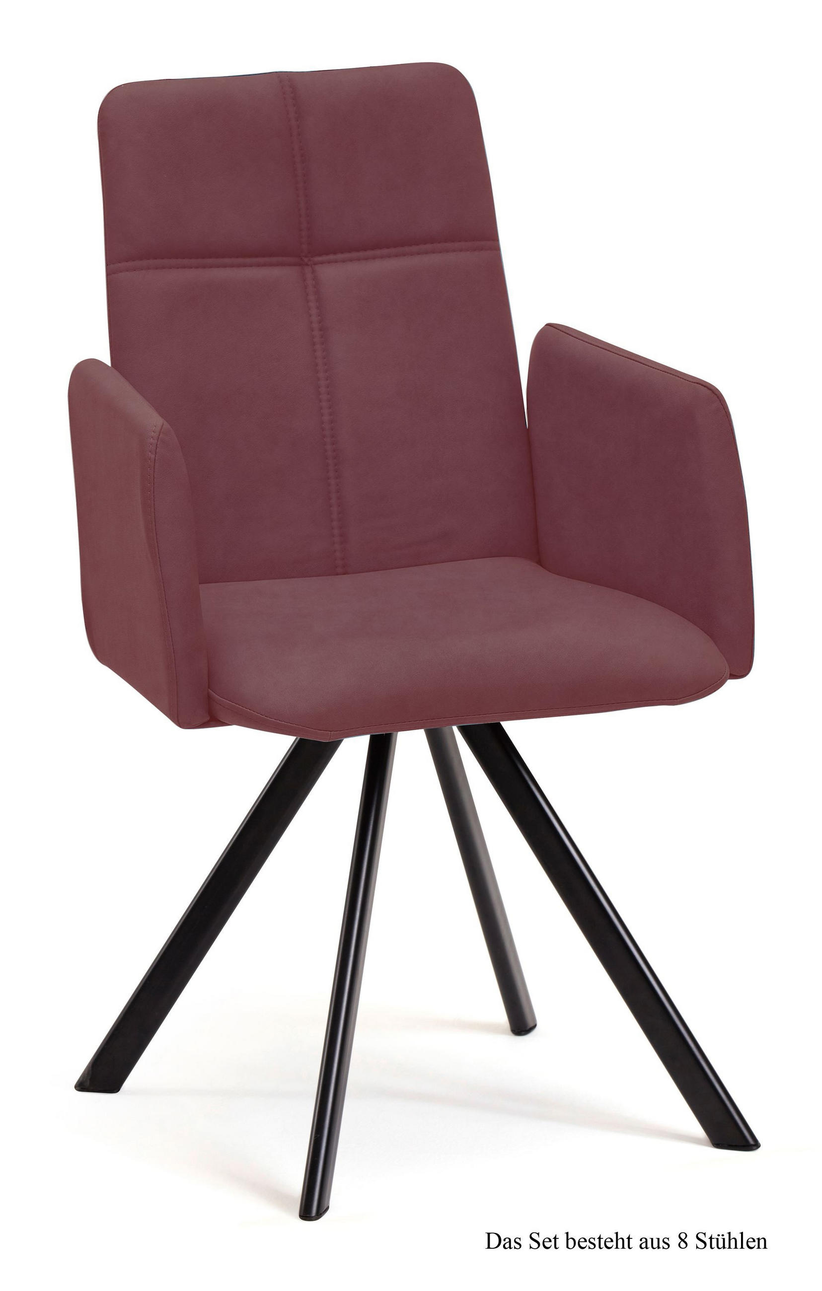 ARMLEHNSTUHL drehbar (8er-Set) Desha 52x92x60 Schwarz/Marsala - Brombeere/Schwarz, Kunststoff (60/92/52cm) - 58aufmkessel