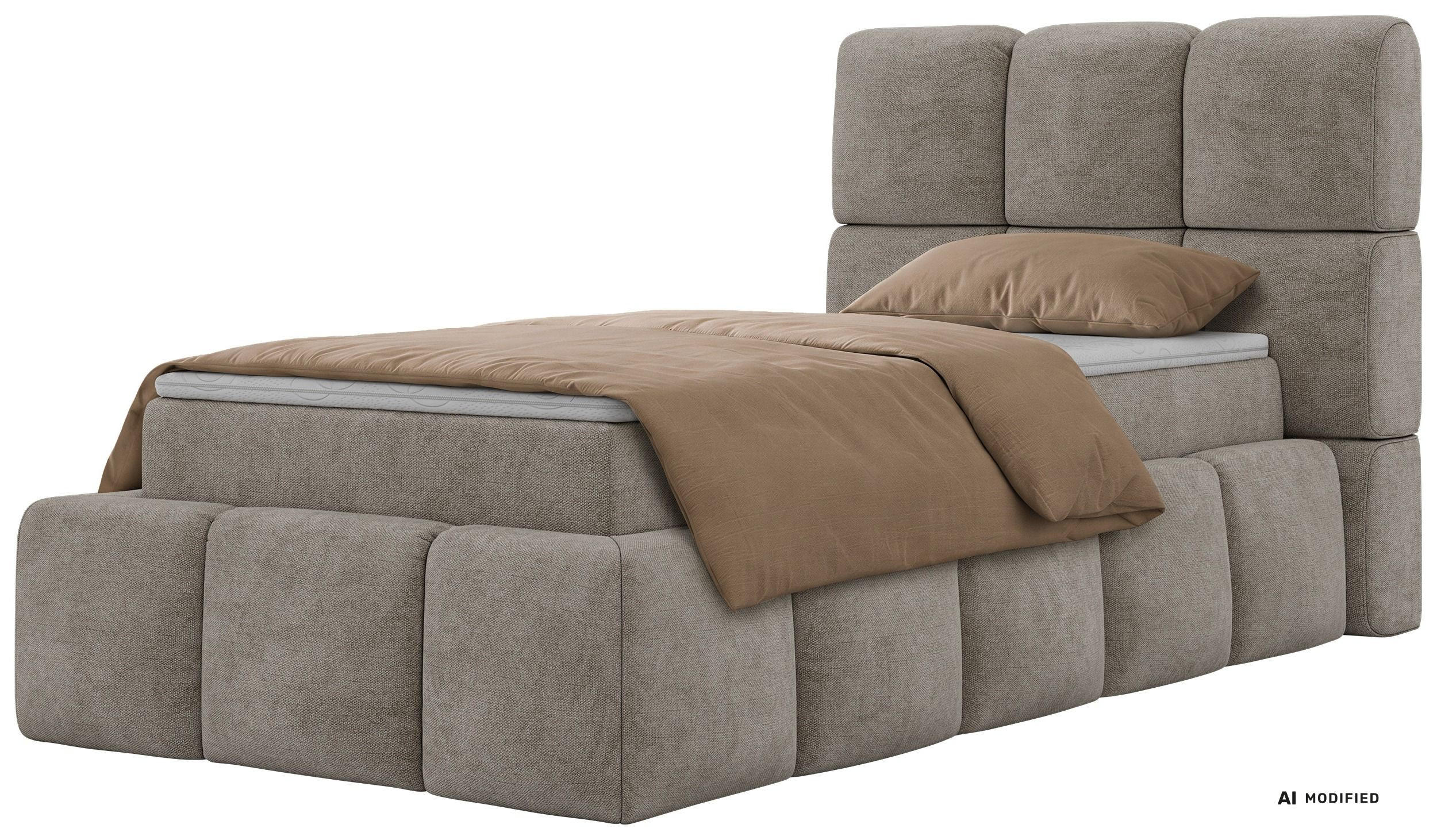 BOXBETT NIRA 90/200 - Greige Stukture - Topper Visco - H4 - Greige/Schwarz, Kunststoff/Textil (200/90cm) - MKS