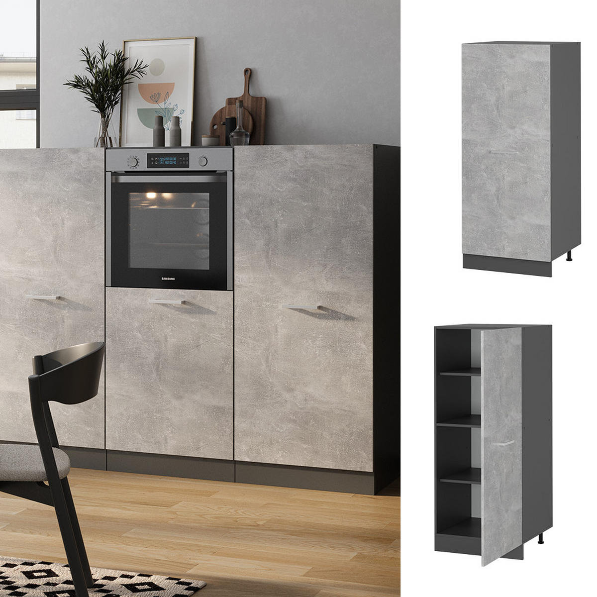 Anthrazit/Grau, Holzwerkstoff (60/143/57cm) - Vicco