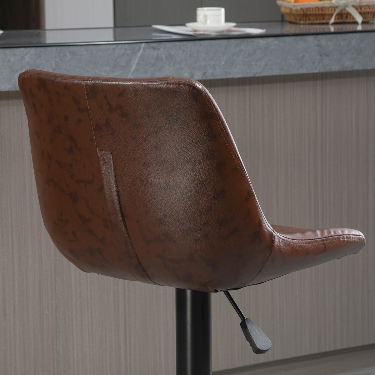 BARHOCKER 2er-Set Braun 46.5/50.0/108.0 cm - Braun, Leder (50/108/46.5cm)