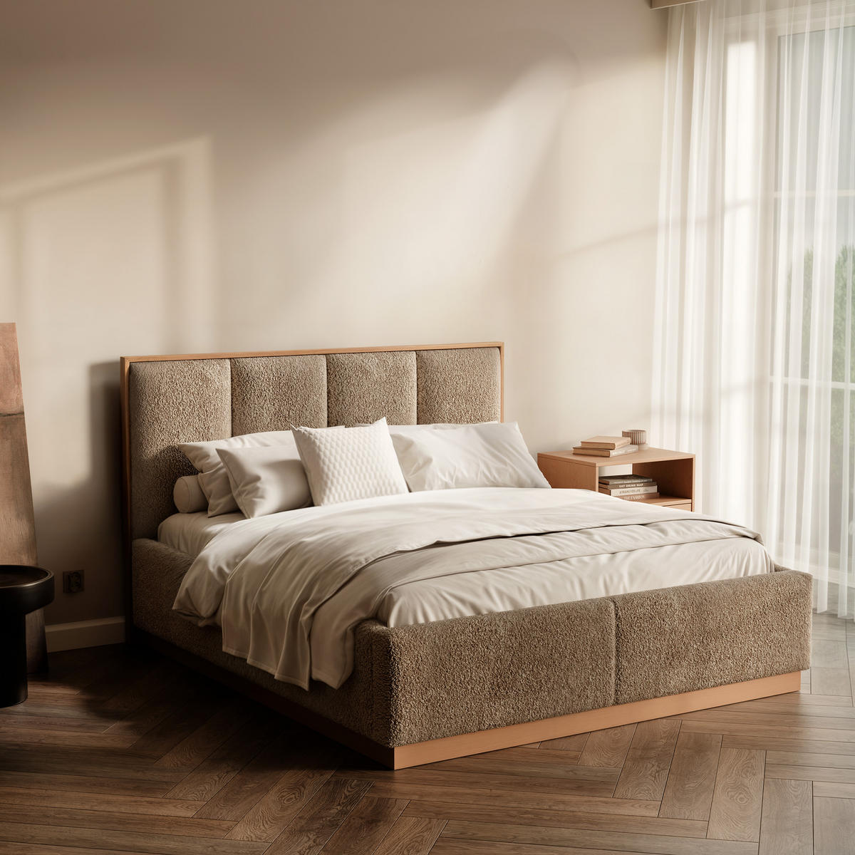 POLSTERBETT RIZZ 160/200 cm Bettkasten, ohne Matratze, Hellbraun - Hellbraun, Textil/Metall (160/200cm) - Idohome