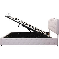 ČALÚNENÁ posteľ z PU 140x200 cm biela s nastaviteľným čelom, hydraulickým úložným priestorom a nosnosťou 300 kg - biela, koža (140/200cm) - Modfu