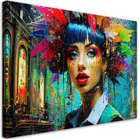 WANDBILD bunte frau abstraktion - Multicolor, Textil (60/40cm) - Feeby