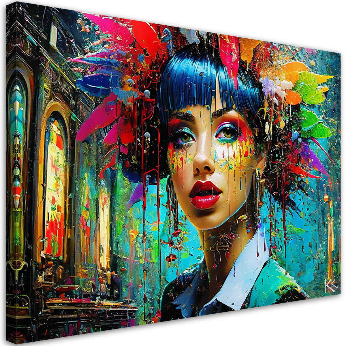 WANDBILD bunte frau abstraktion - Multicolor, Textil (60/40cm) - Feeby