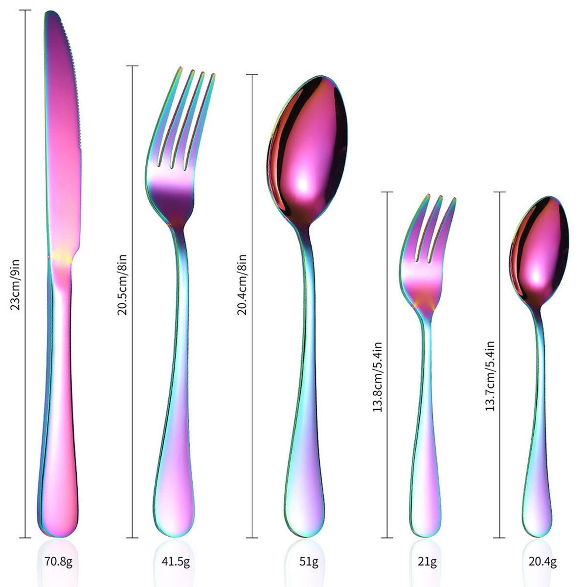 BESTECK-SET, 5-teilig, Edelstahl, spiegelfein, spülmaschinenfest, Geschenkidee - Multicolor, Metall