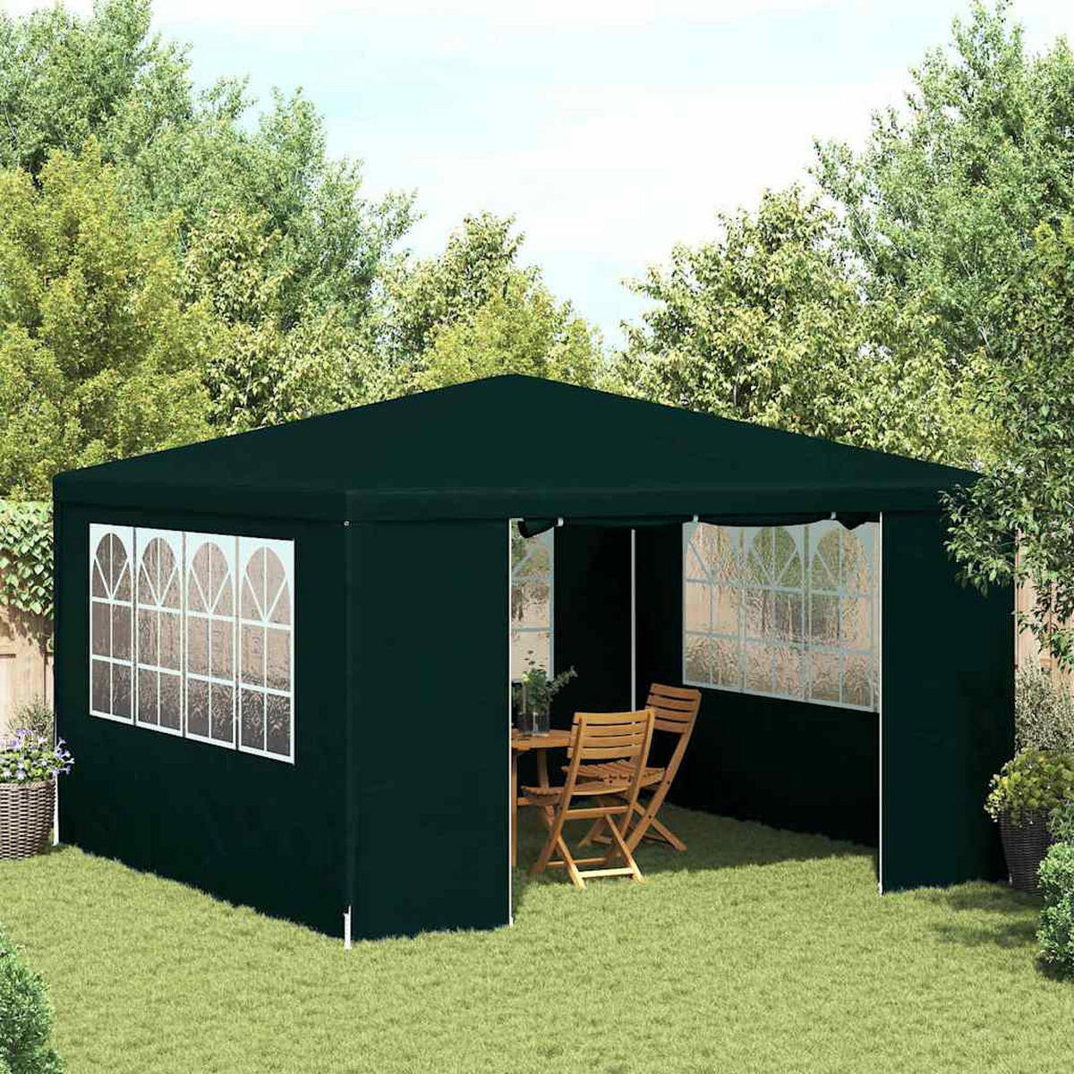 PROFI-PARTYZELT Mit Seitenwänden 4/4 M Grün 90 G/M² - Grün, Kunststoff (400/275/400cm) - vidaXL