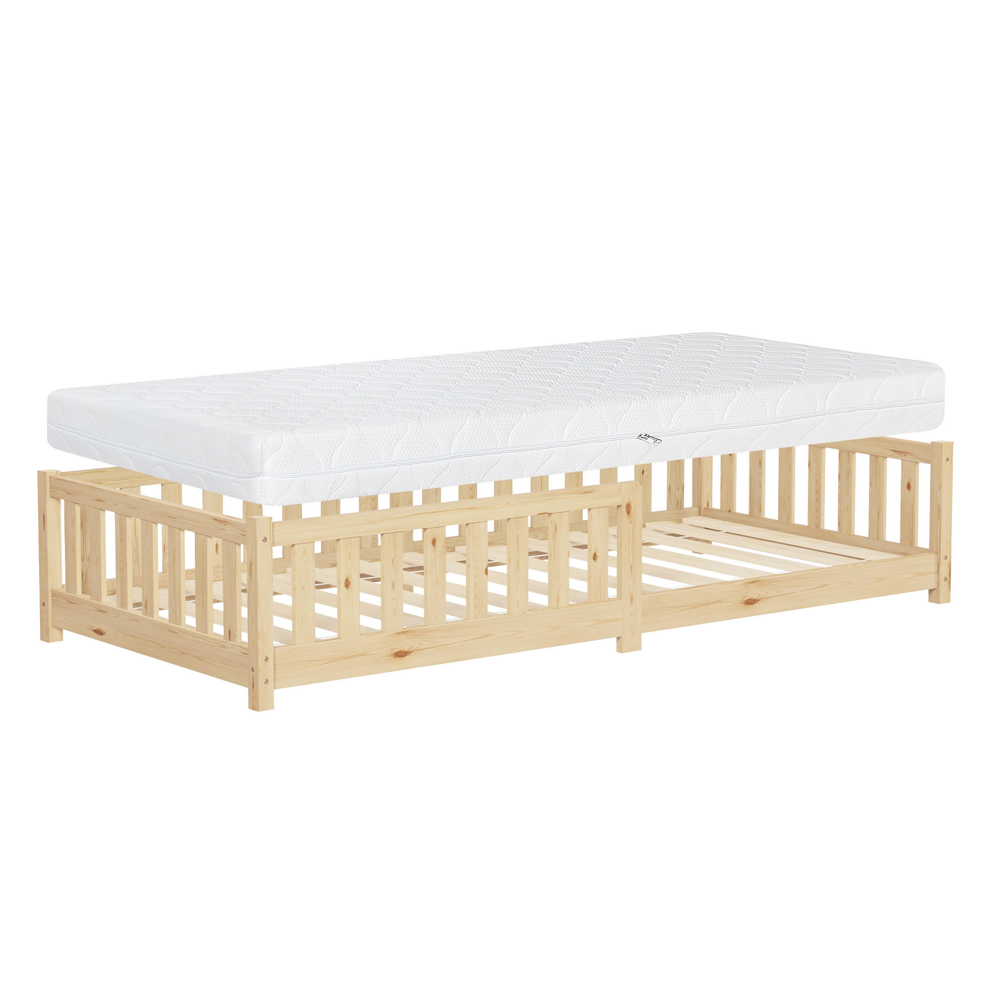 ML-DESIGN DĚTSKÁ postel 90 x 200 cm, přírodní, s matrací, výška 16 cm