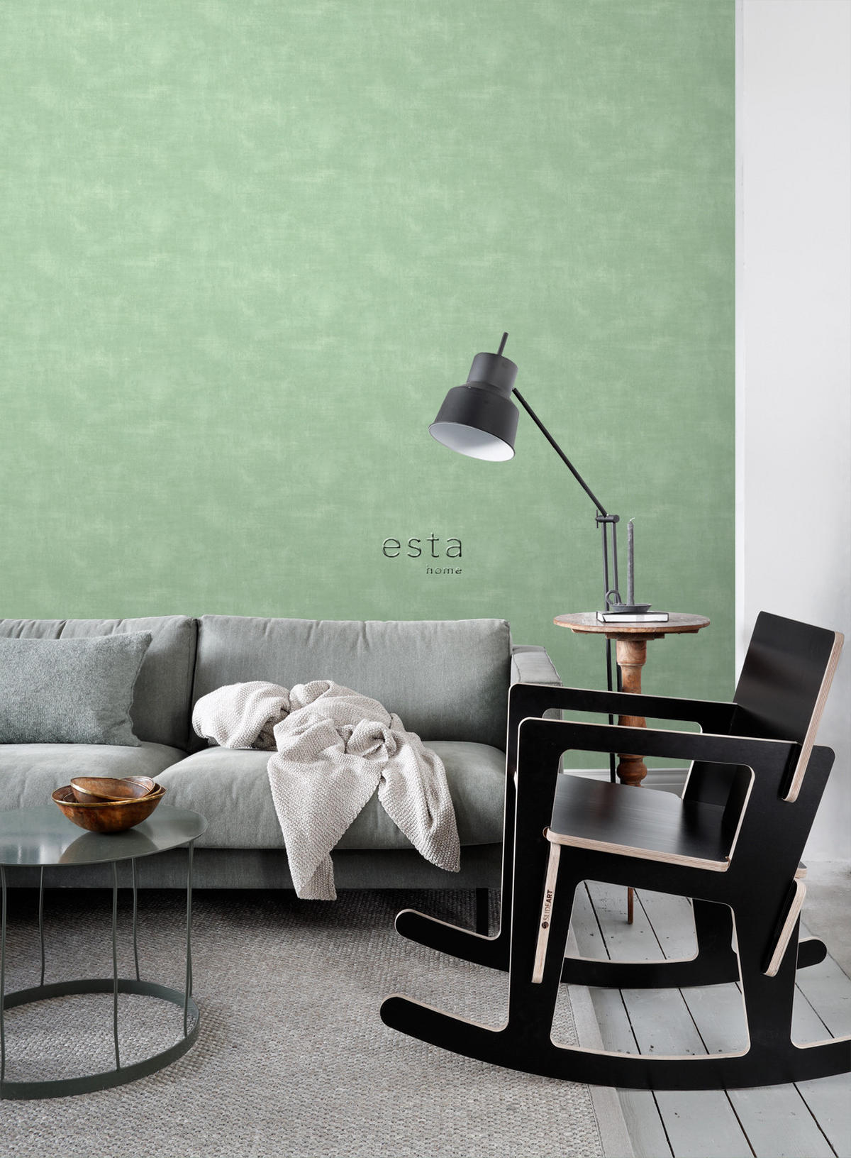TAPETE Betonoptik 53 cm x 10.05 m - Grün, Papier (53/1000cm) - ESTAhome