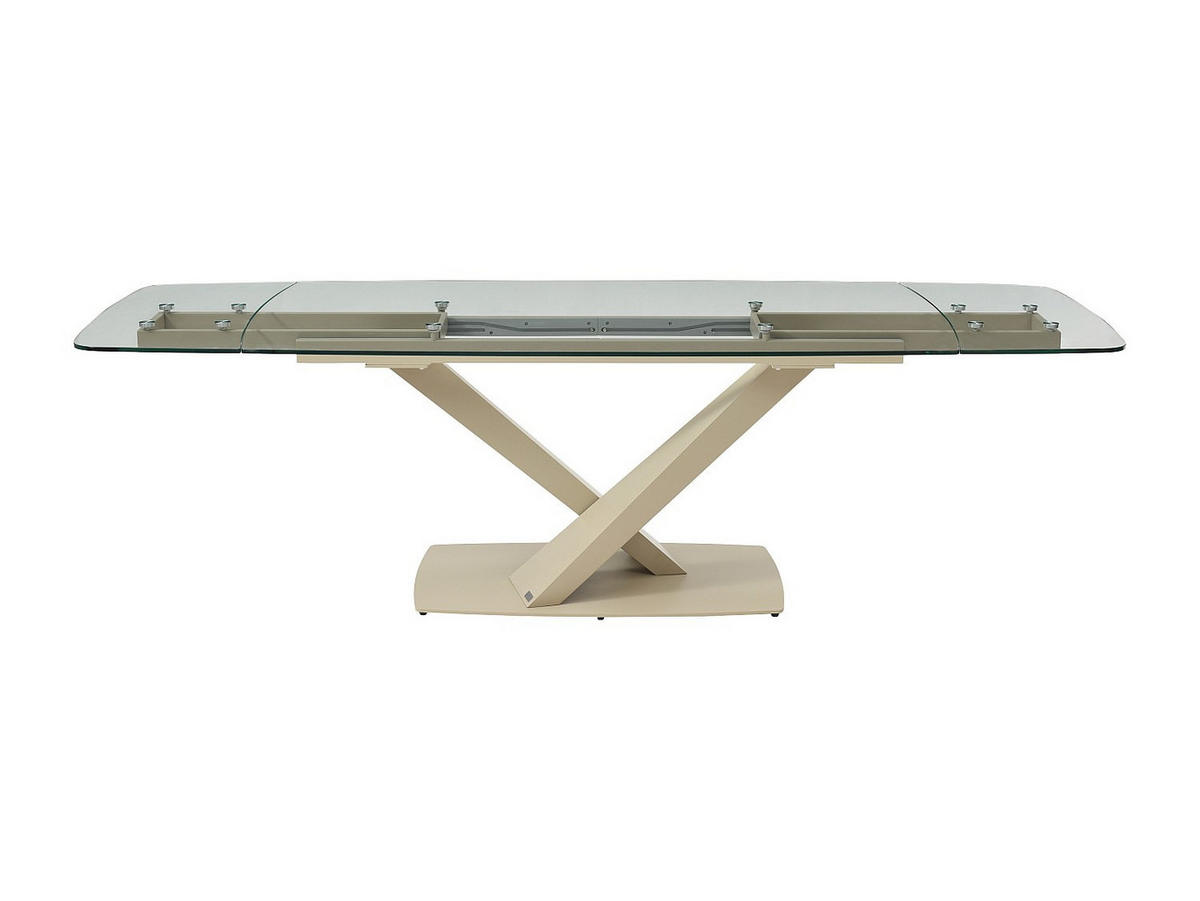 ESSTISCH ausziehbar - 6 bis 10 Personen - Sicherheitsglas & Metall - Transparent & Beige - MALATA - Transparent, Glas (260/90/76cm) - Vente-Unique