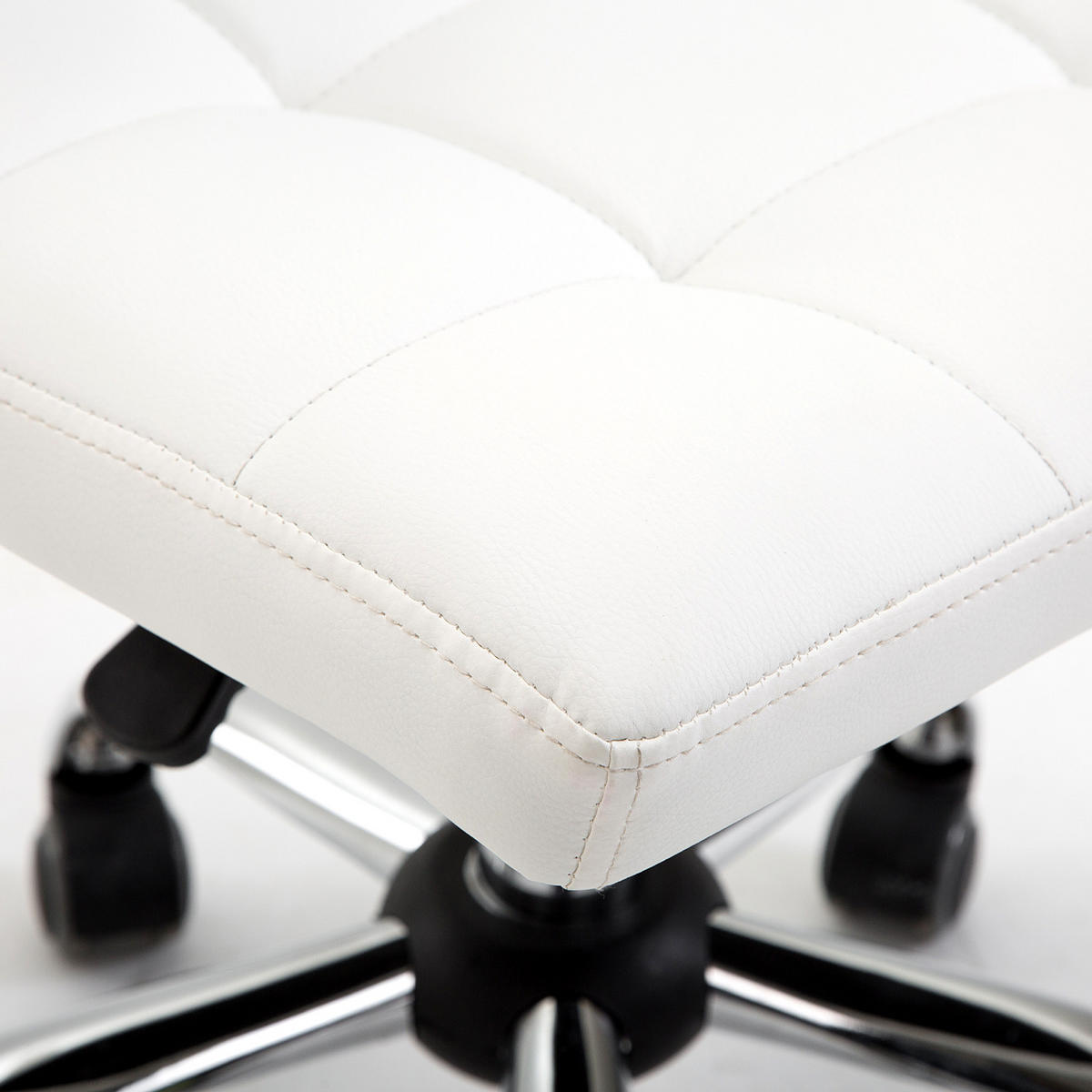 BÜROSTUHL, Ergonomischer Schreibtischstuhl ohne Armlehne für Büro, Kunstleder - Weiß, Kunststoff (46/92/51cm) - HOMCOM