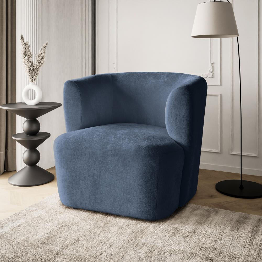 SESSEL Nori dunkelblau velour - Schwarz/Dunkelblau, Kunststoff/Textil (75/68/72cm) - Beautysofa