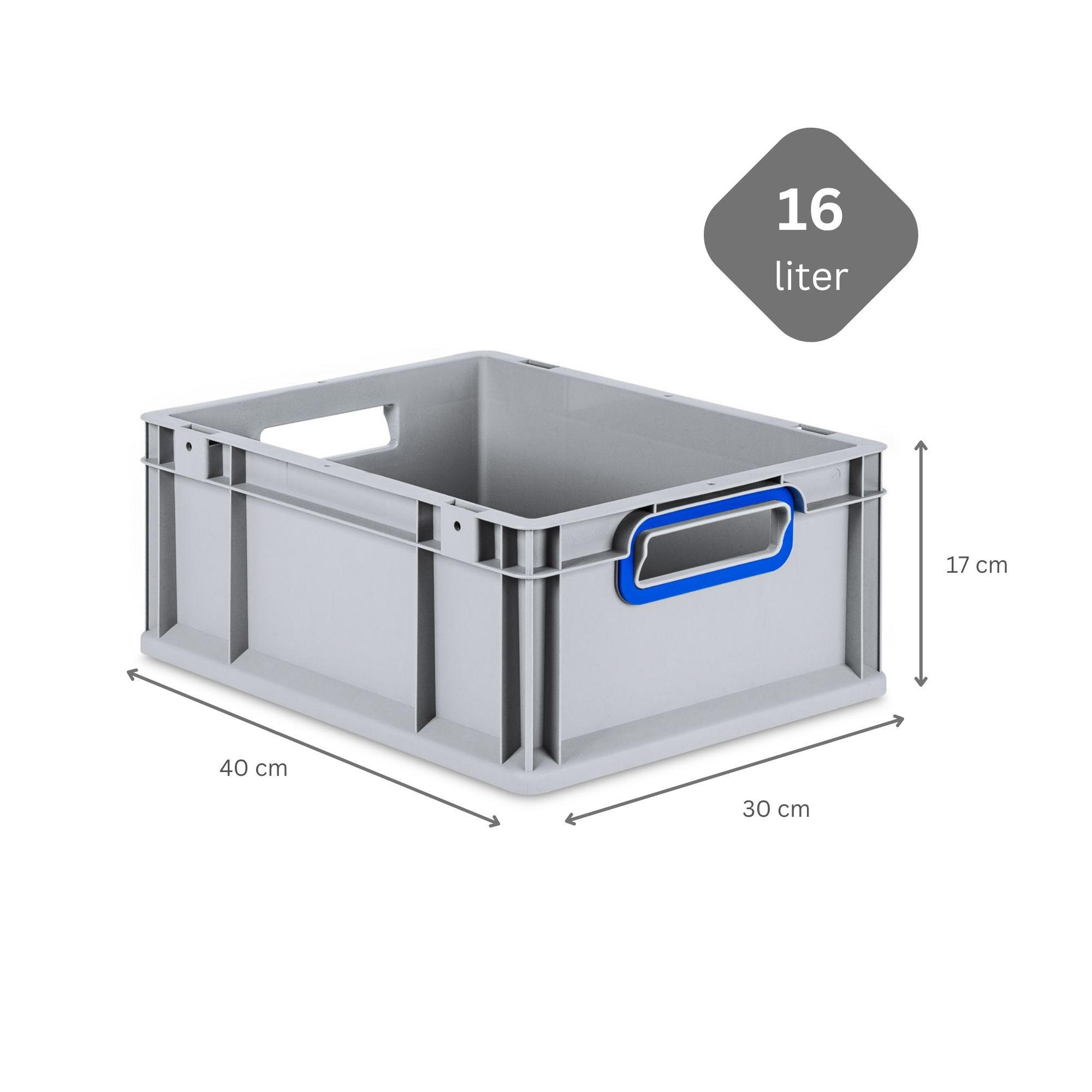 EUROBOX 5x Nextgen Color 17x30x40cm 16 Liter Griffe Blau Offen - Blau, Kunststoff (30/17/40cm) - PROREGAL