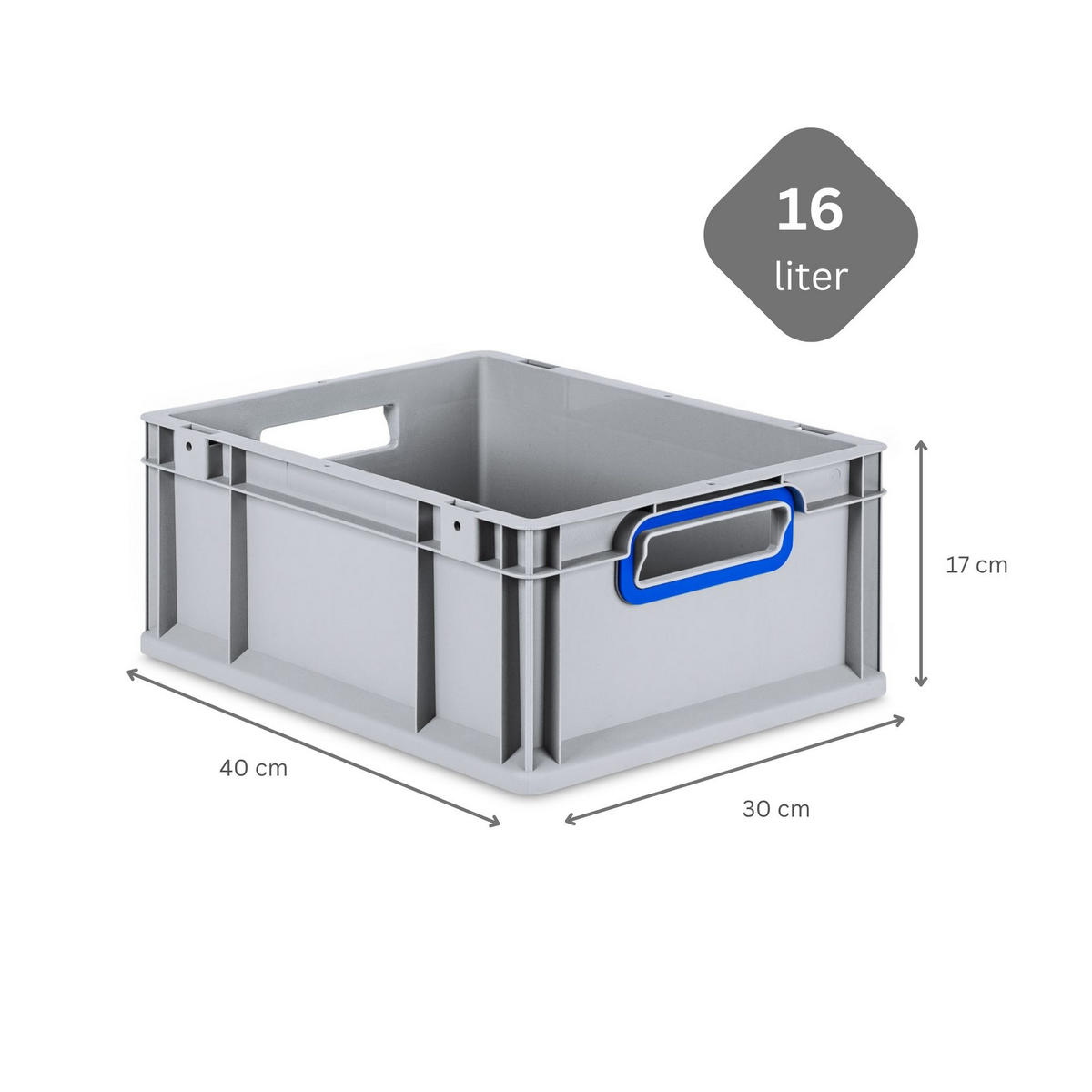 EUROBOX 5x Nextgen Color 17x30x40cm 16 Liter Griffe Blau Offen - Blau, Kunststoff (30/17/40cm) - PROREGAL