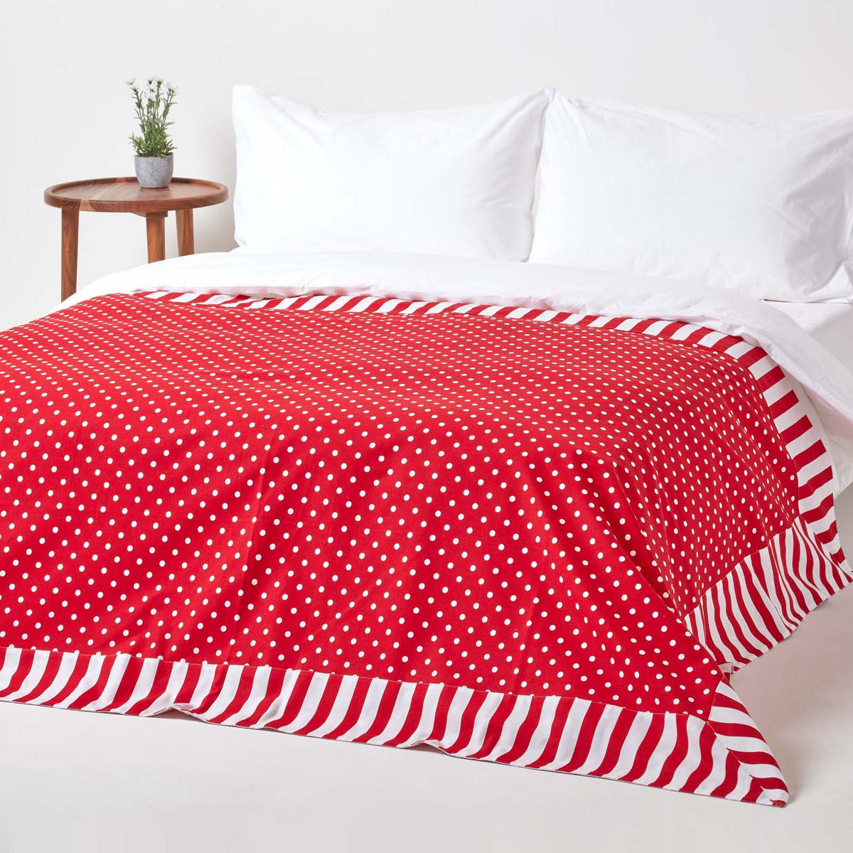 ÜBERWURF 150/200 cm, gepunktet, 100% Baumwolle - Rot, Textil (150/200cm) - Homescapes
