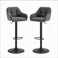 BARHOCKER 2er-Set Dunkelgrau drehbar & höhenverstellbar mit Rückenlehne - Dunkelgrau, Metall (50/109/52cm) - PANGIVO