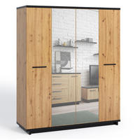 DREHTÜRENSCHRANK Zonda 180/215/60 mit Spiegel 4-türig - Schwarz/Eiche Artisan, Holzwerkstoff/Kunststoff (180/215/60cm) - Ravio