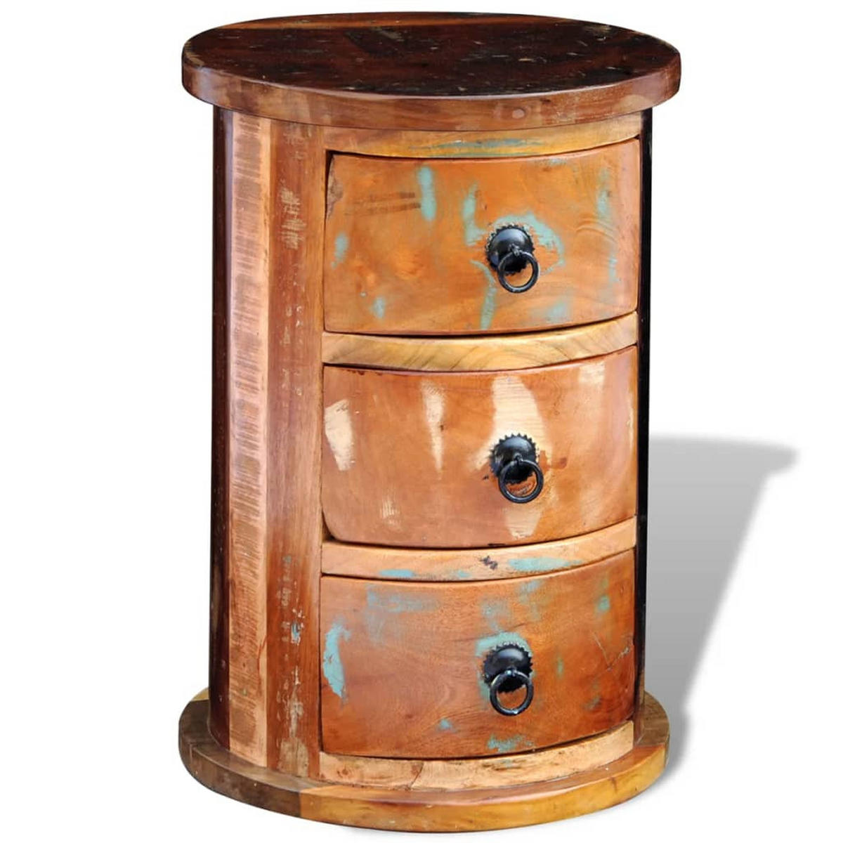 BEISTELLSCHRANK Mit 3 Schubladen Altholz Massiv - Schwarz/Braun, Holz/Metall (30/45/30cm) - vidaXL