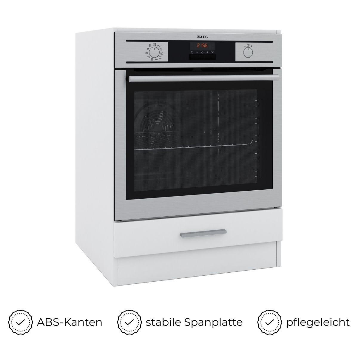 UNTERSCHRANK 60 cm – Backofenschrank für Einbauherd, Weiß - Weiß, Holzwerkstoff (60/83/55.5cm) - Kontor-Hermsen