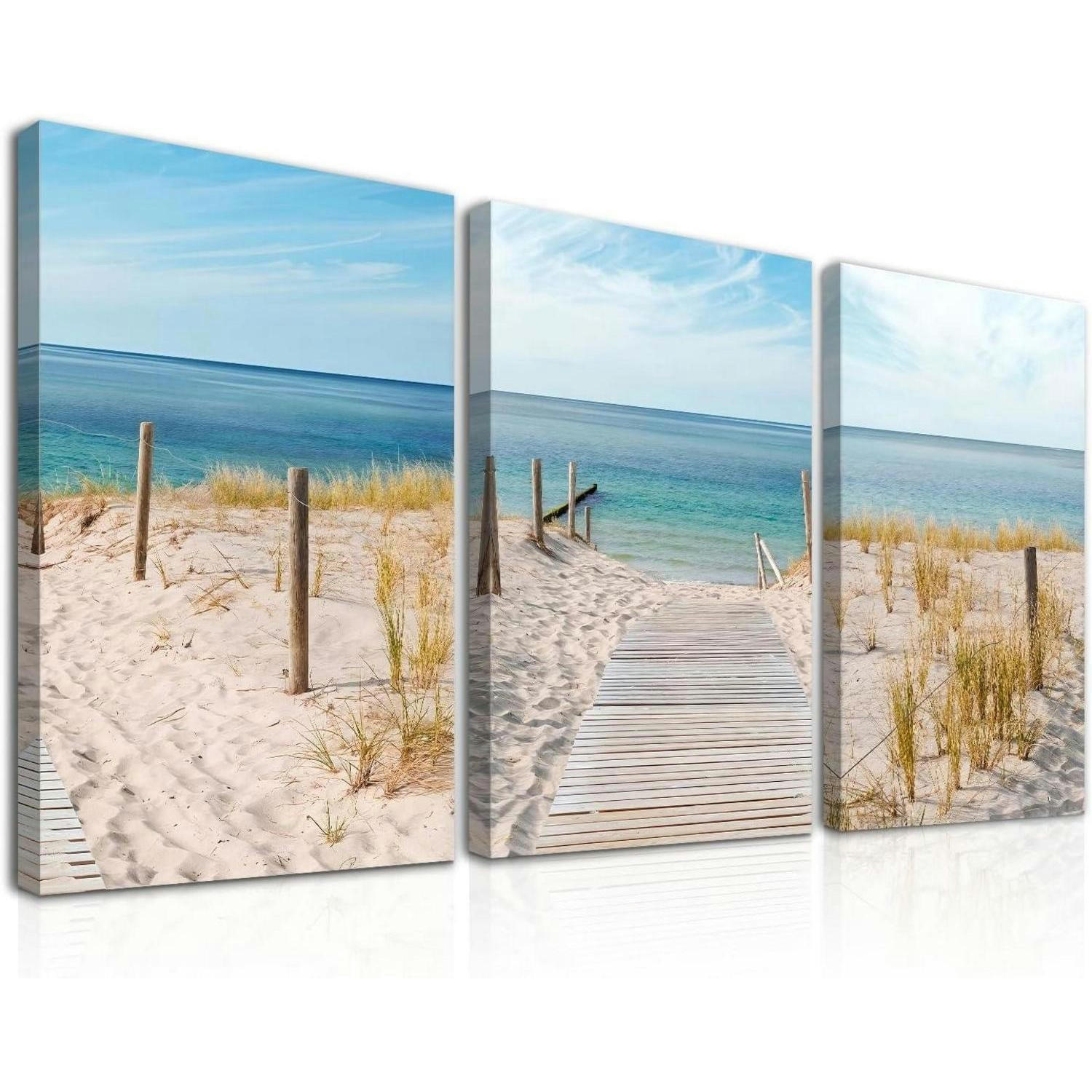 WANDBILD 3-teiliges Set Strandmotiv 30x40 cm - Blau, Textil (30.8/0.5cm)