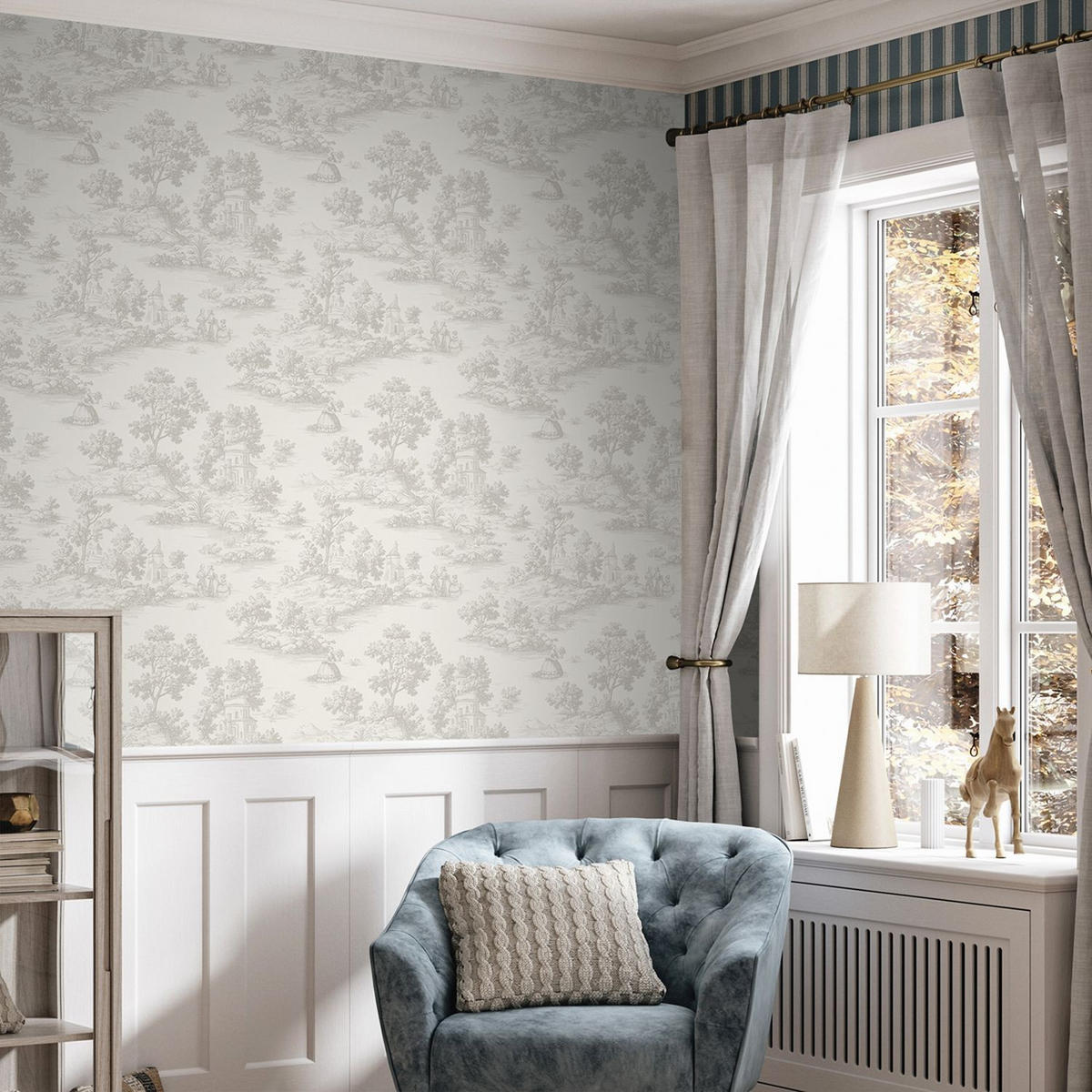 TAPETE Toile de Jouy 53 cm x 10 m - Beige, Papier (53/1000cm) - Sanders & Sanders