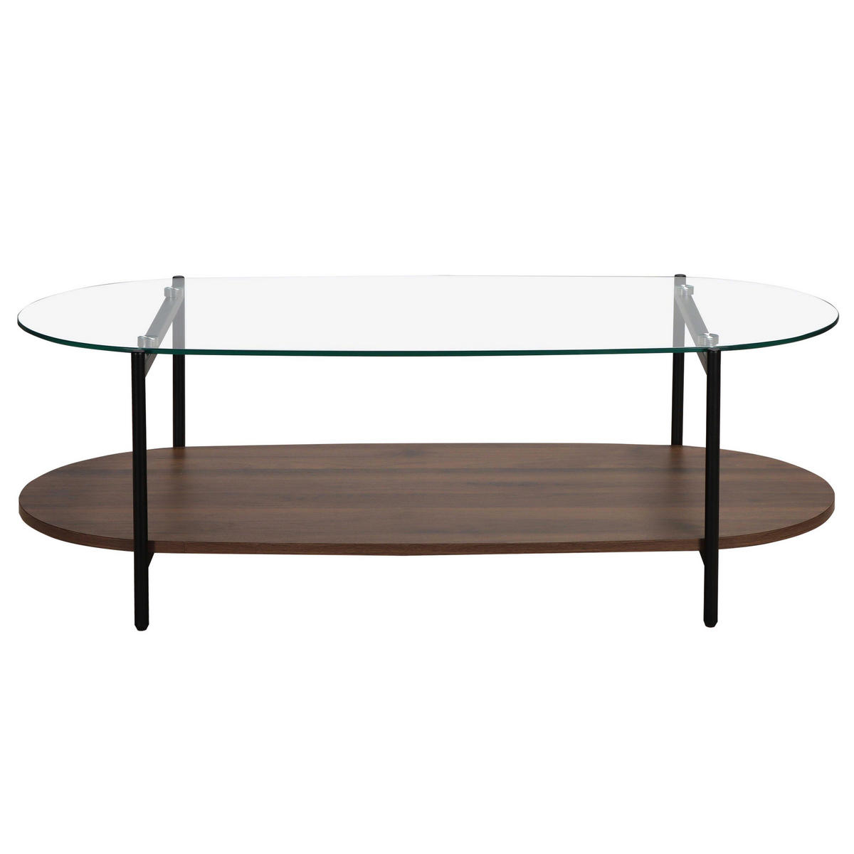 COUCHTISCH, Braun und Glas - Braun, Glas (120/55/40cm) - Oviala