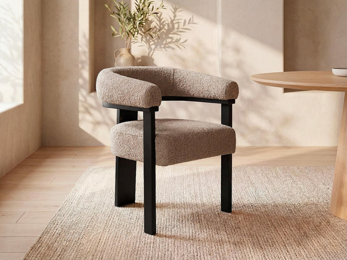 STUHL - 64 cm x 60 cm - Stoff - Schwarz, Taupe - LIVELIA - Ecru, Textil (64/78/60cm) - Vente-Unique