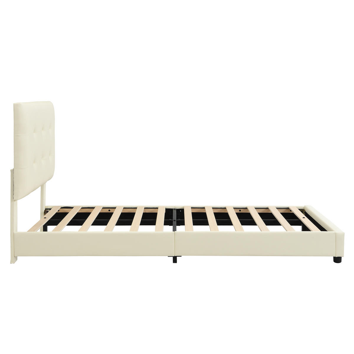 KINDERBETT 90/200 cm DE-02297, in Beige, mit Keks-Kopfteil - Beige, Holz/Holzwerkstoff (90/200cm) - ComfortXL