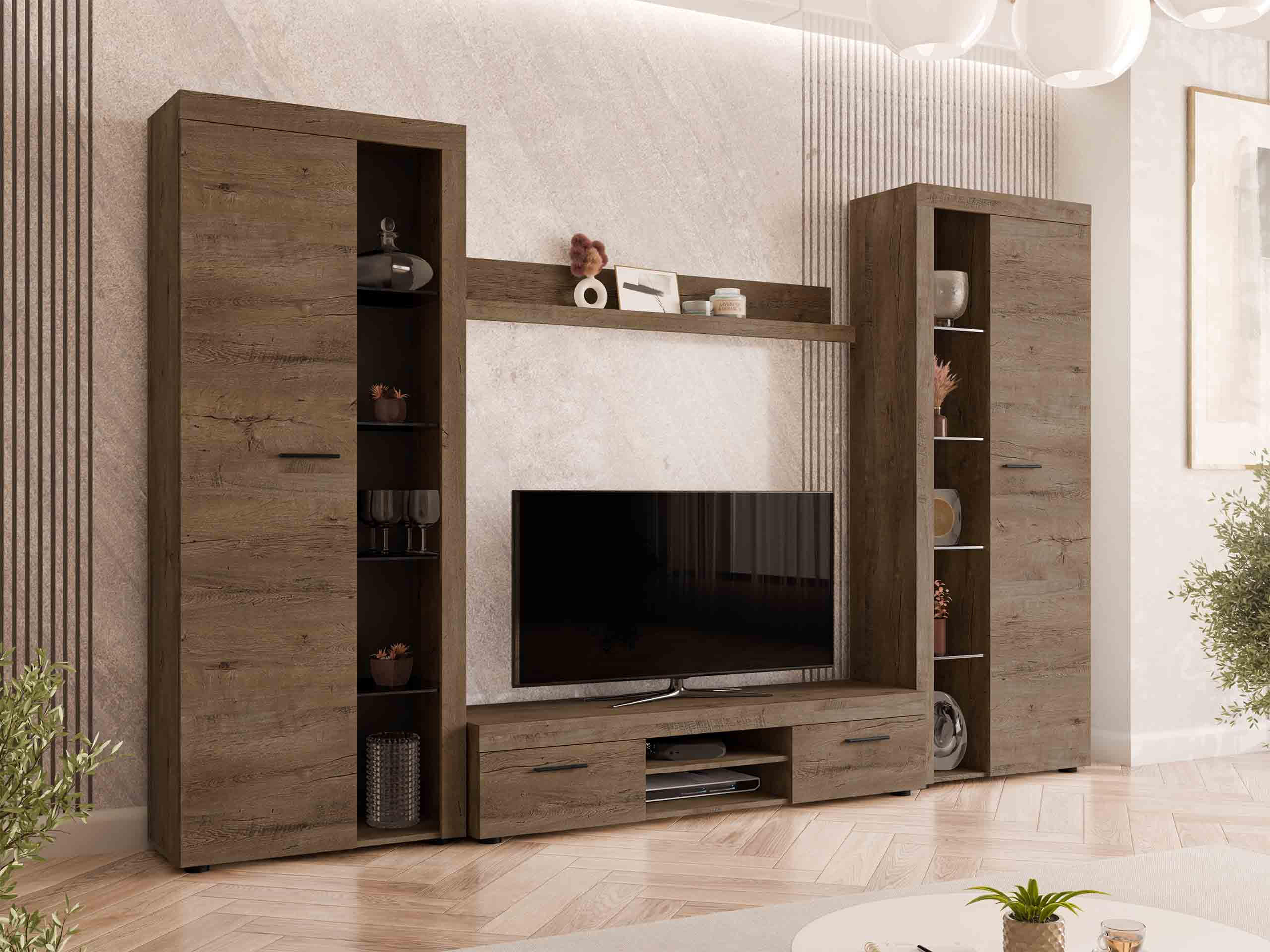 WOHNWAND Rumba XL - Eichefarben, Holzwerkstoff (300/190/40cm) - MIRJAN24