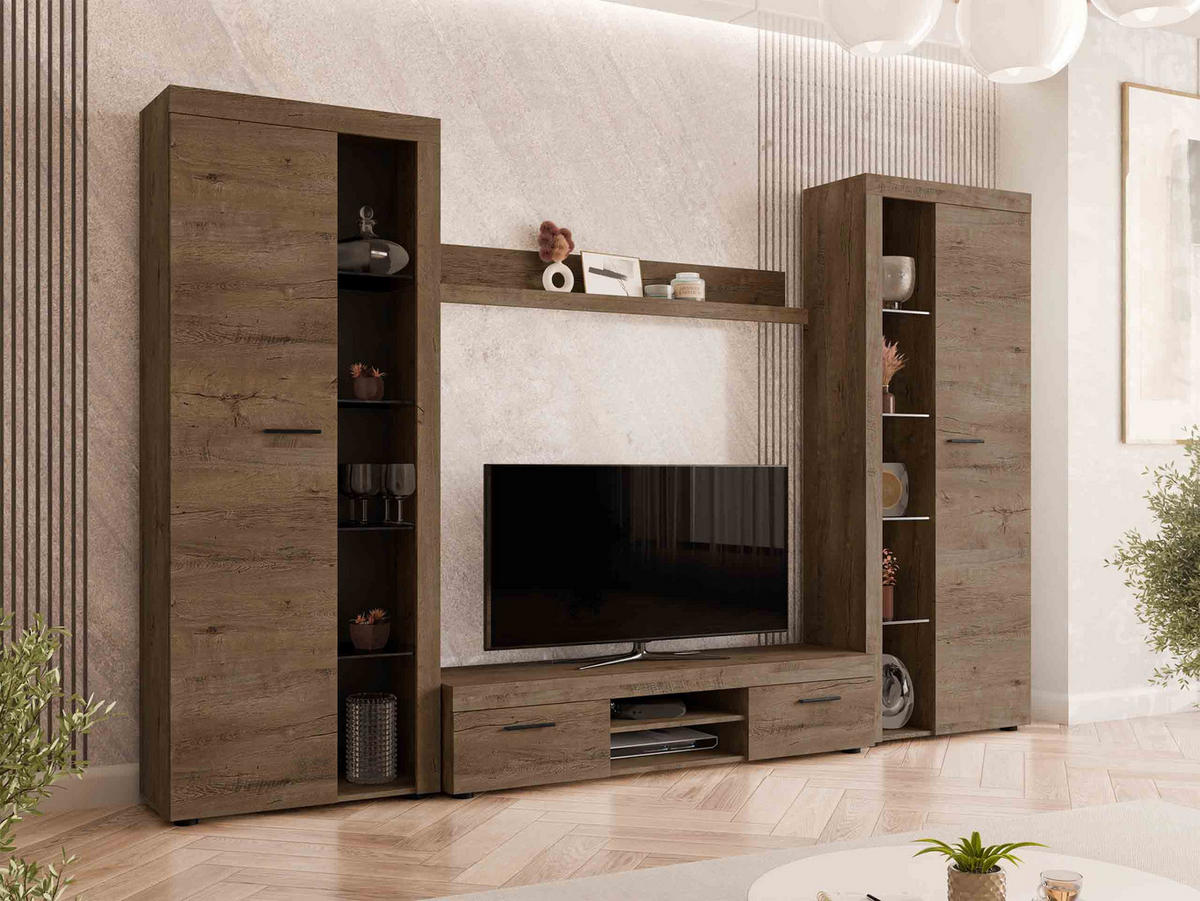 WOHNWAND Rumba XL - Eichefarben, Holzwerkstoff (300/190/40cm) - MIRJAN24