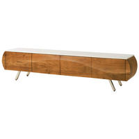 TV-BOARD Akazie 204x40x45 natur lackiert / Marmor weiß MONTREAL #124 - Naturfarben, Holz (40/45/204cm) - Massivmoebel24