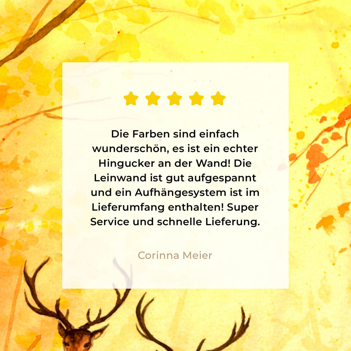 LEINWANDBILD Natur - Ölfarbe - Hirsche - Tiere - Herbst - Orange 60x80 cm - Orange, Textil (60/80cm) - MuchoWow