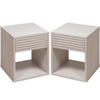 NACHTTISCH Emma 2er Set, weiße Birke, 38/40/50 cm - Weiß, Holz (40/50/38cm) - WOODEK