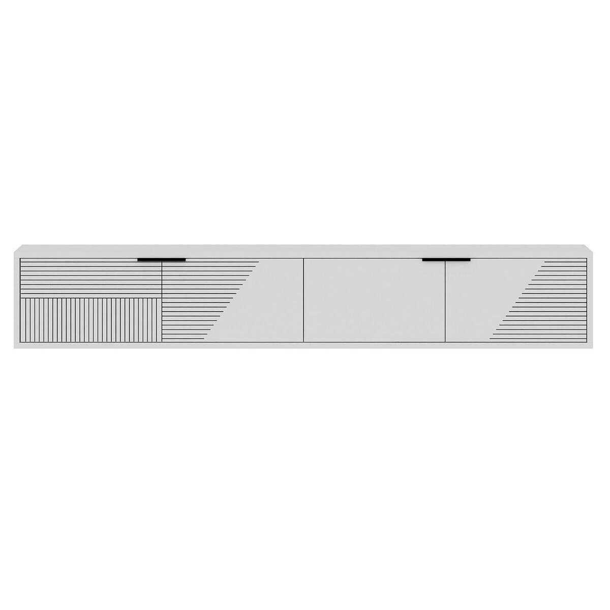 TV-MÖBEL mit 2 klappbaren, gestreiften Türen 30/180/30 cm - Weiß, Holzwerkstoff (30/30/180cm) - Calicosy