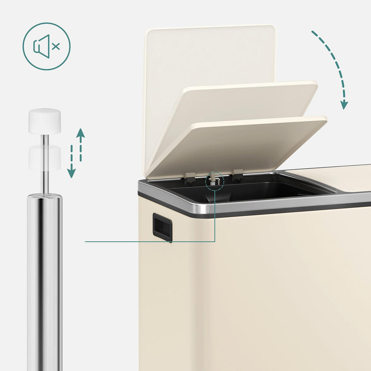 MÜLLEIMER CALI - Creme, Kunststoff (32.5/65.2/59cm) - Hansiro