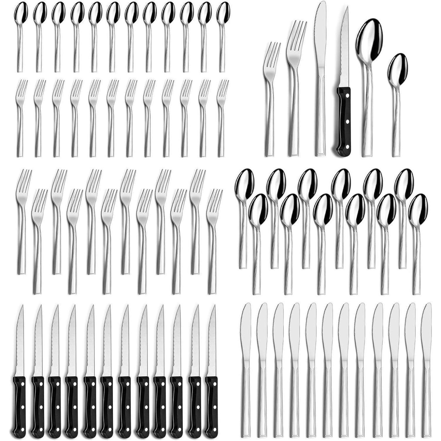 BESTECKSET 72-teilig für 12 Personen Edelstahl spülmaschinenfest silberfarben - Silberfarben, Metall