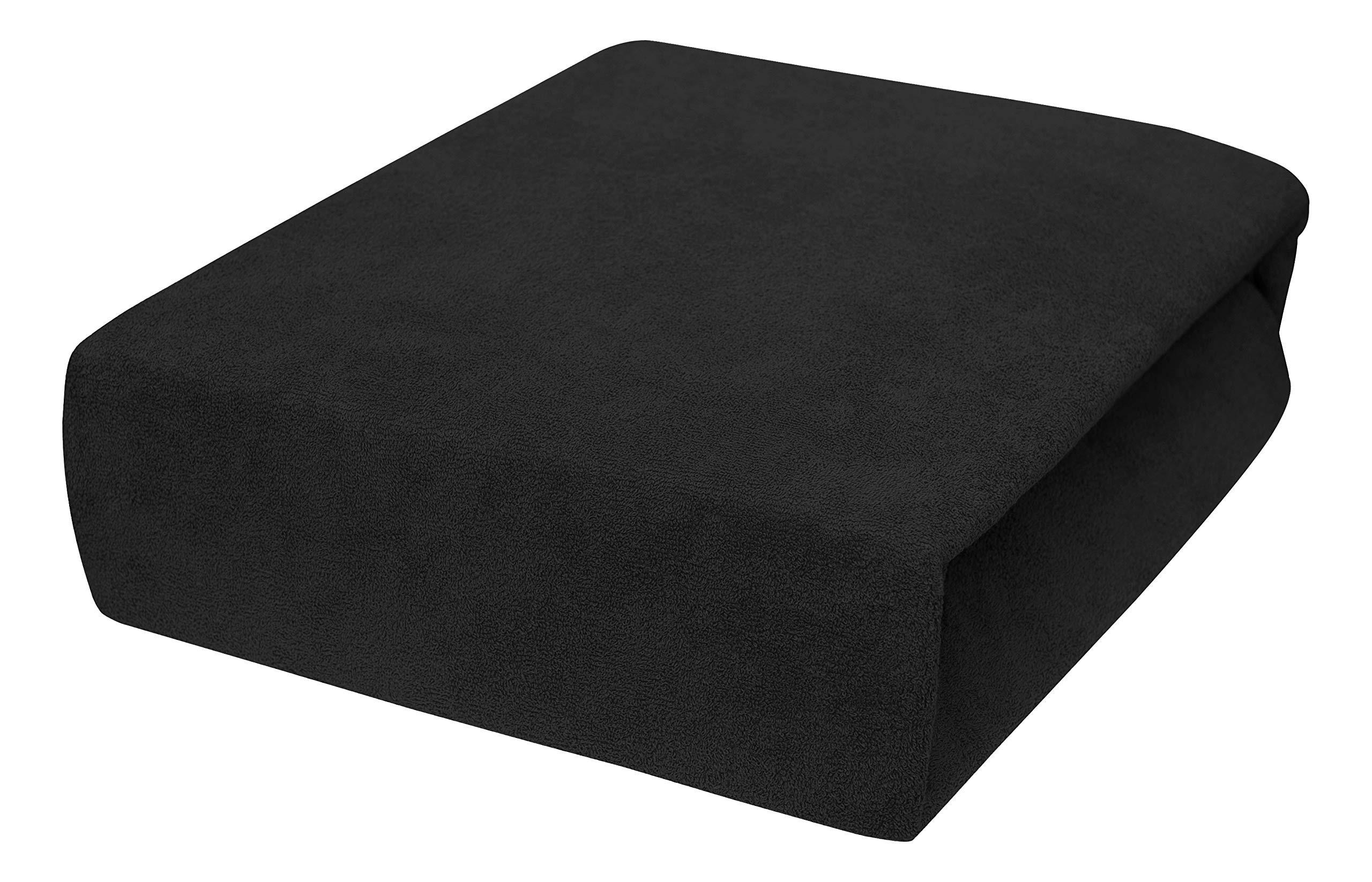 SPANNBETTLAKEN 140/200 cm, Frottee Elastisch 100 % Baumwolle Schwarz - Schwarz, Textil (140/200cm) - Best For Home