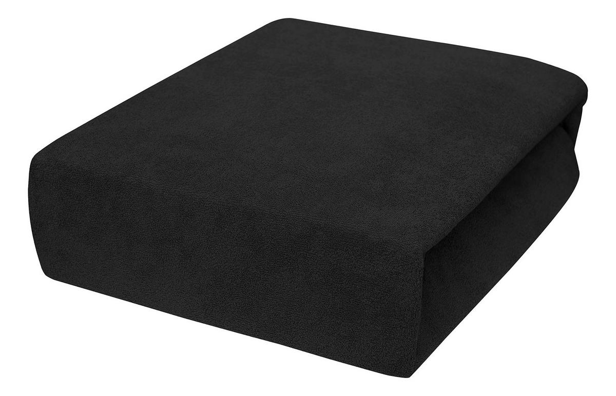 SPANNBETTLAKEN 160/200 cm, Frottee Elastisch 100 % Baumwolle Schwarz - Schwarz, Textil (160/200cm) - Best For Home