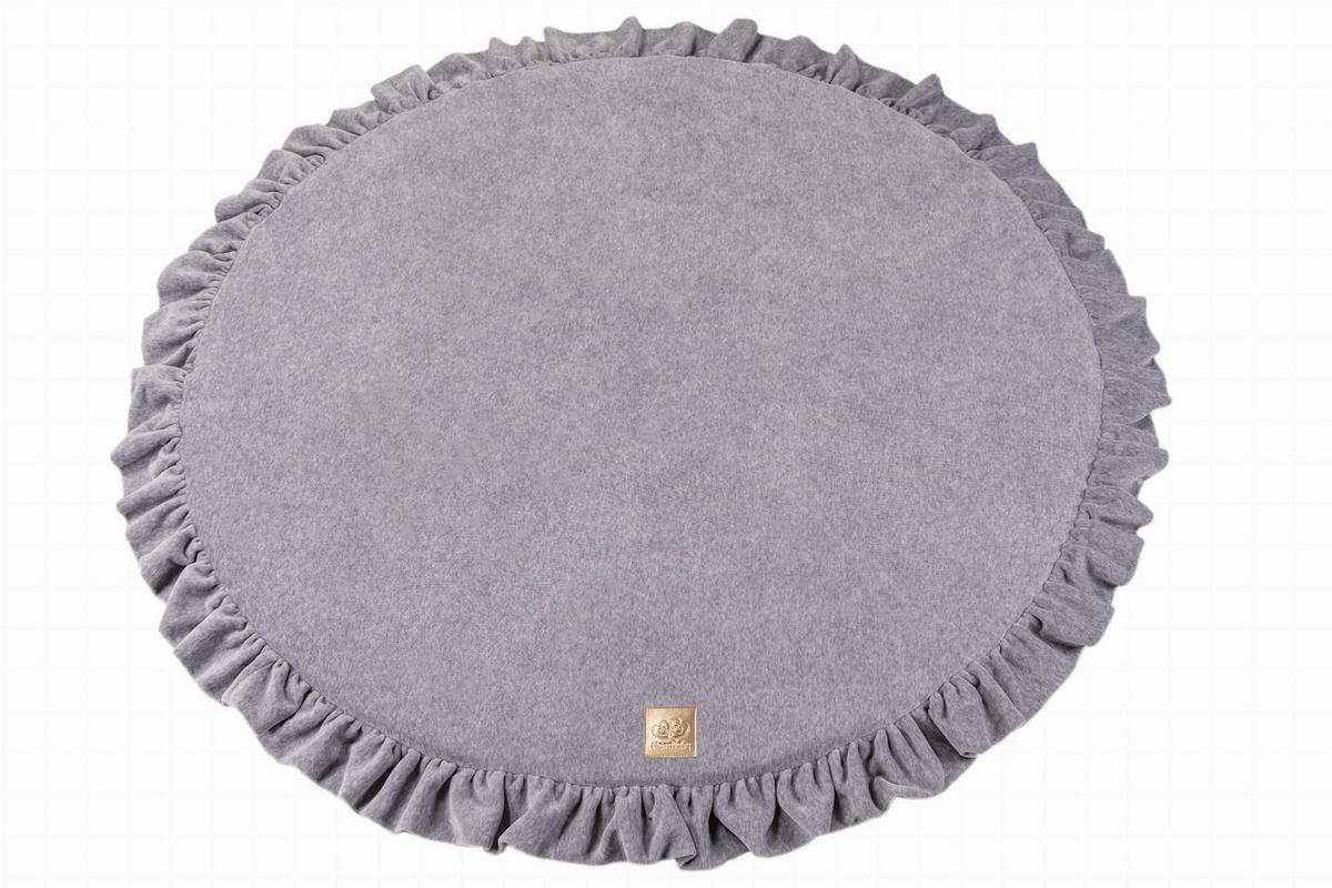 SPIELMATTE für Kinder, Rund, Samt, Hellgrau - Grau, Textil (100/100cm) - MeowBaby