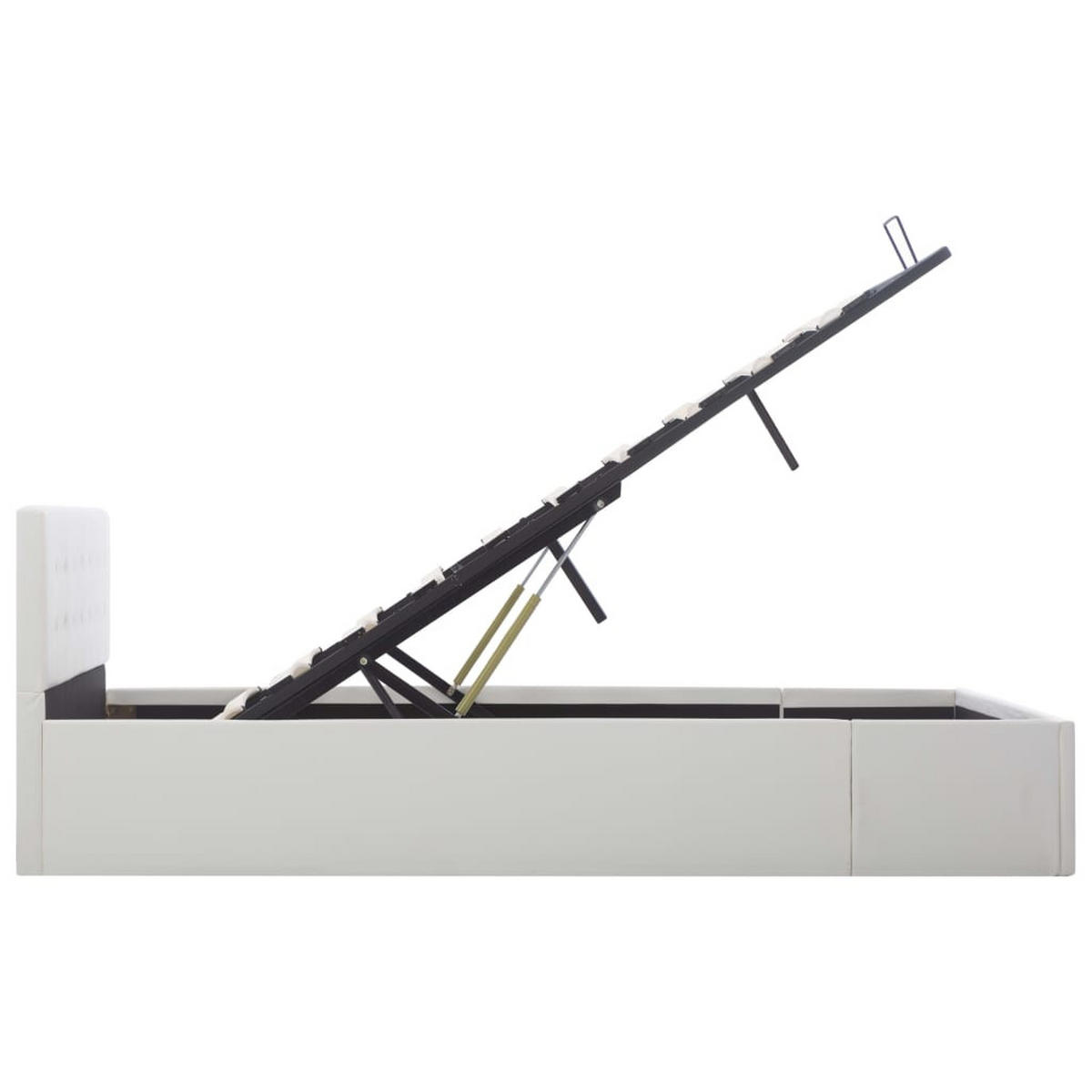 STAURAUMBETT Hydraulisch Weiß Kunstleder 140/200 Cm - Weiß, Leder - vidaXL