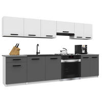 KUCHYNSKÁ linka Italia 2 240 cm, s pracovnou doskou, bielo-sivá - sivá/biela, drevo (240/143/60cm) - B BELINI GROUP