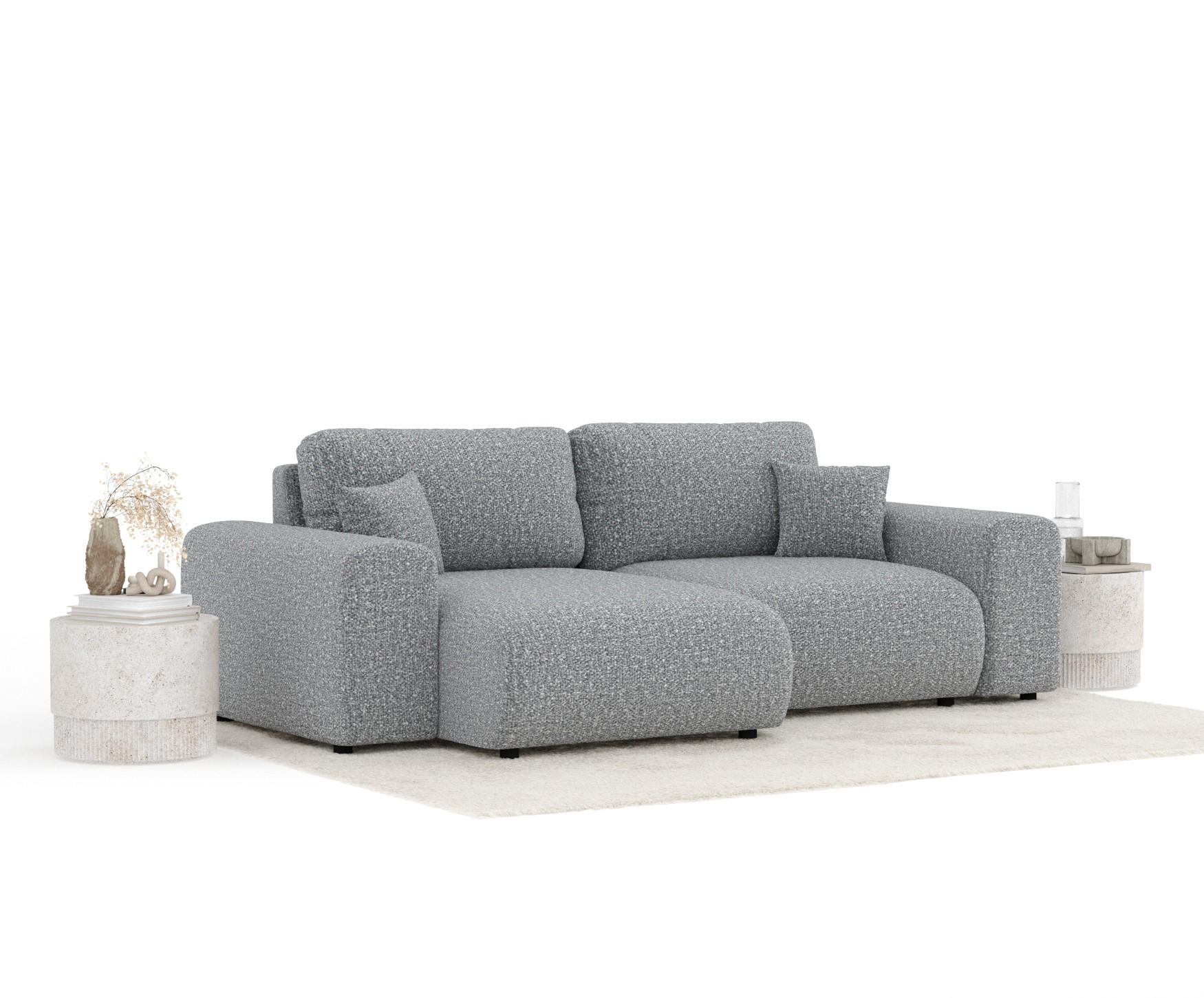 Thumbnail - Maison de Reve Ecksofa, Grau, Textil, 4-Sitzer, Füllung: Silikon, L-Form,L-Form, Rundrohr, 237x144 cm, Oeko-Tex® Standar...