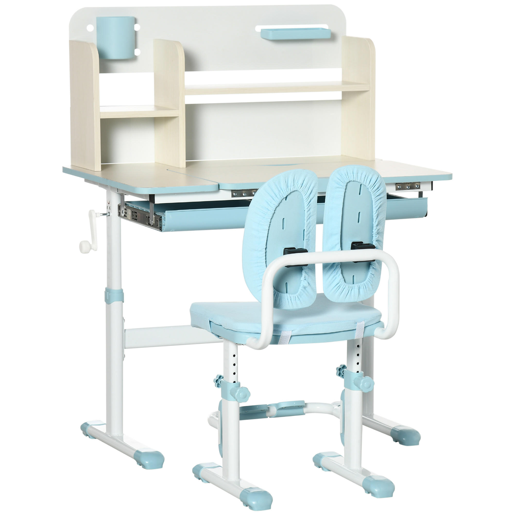 SCHREIBTISCH-SET DE-17539 Blau - Blau, Metall (80/109/52cm) - ComfortXL