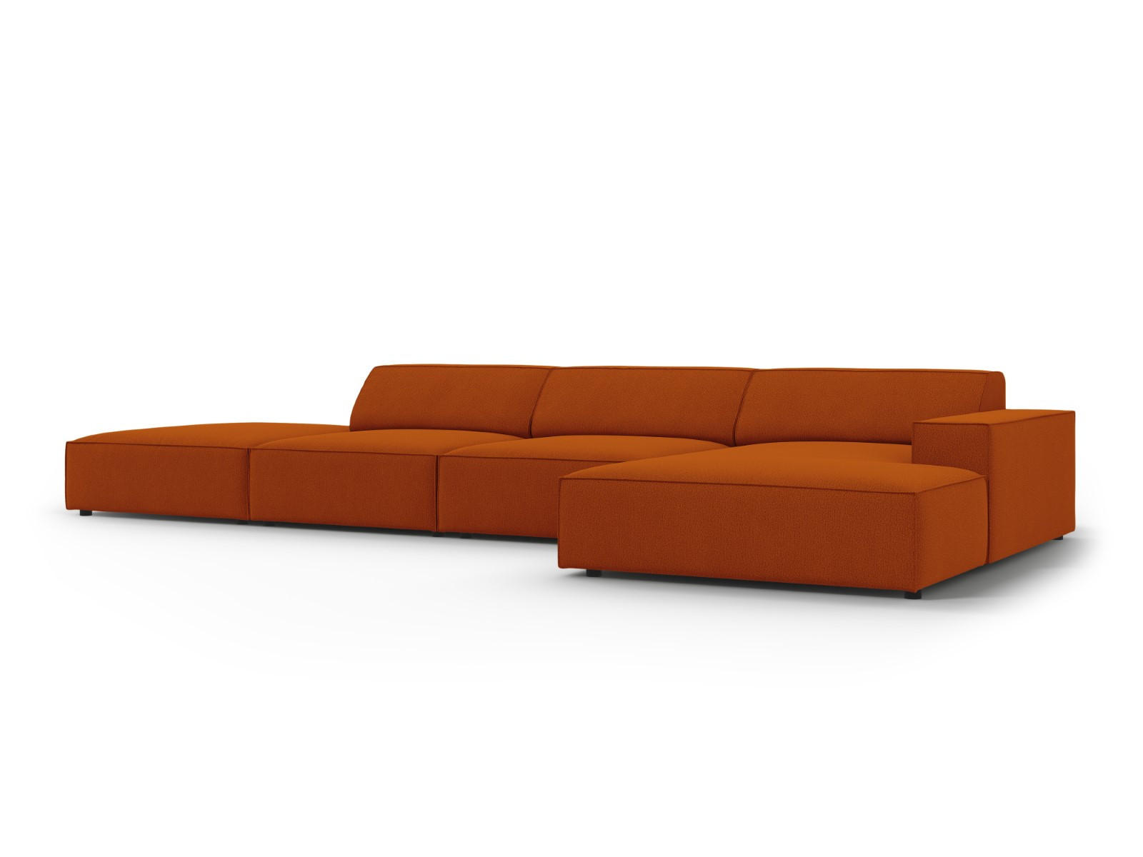 ECKSOFA rechts Jodie aus strukturiertem Stoff terrakotta 5 Sitzplätze - Terracotta, Textil (166/341cm) - Micadoni