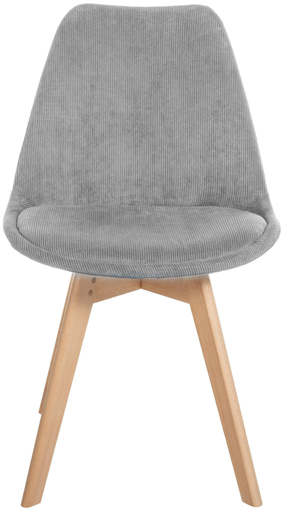 STUHL 4er Set Cord hellgrau - Eukalyptusholzfarben/Hellgrau, Holz/Textil (49/83/50cm) - CLP