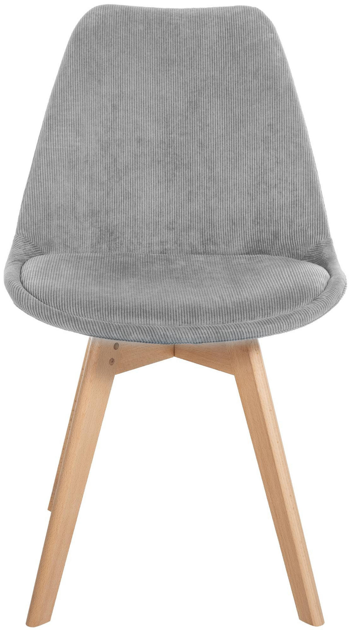 STUHL 4er Set Cord hellgrau - Eukalyptusholzfarben/Hellgrau, Holz/Textil (49/83/50cm) - CLP