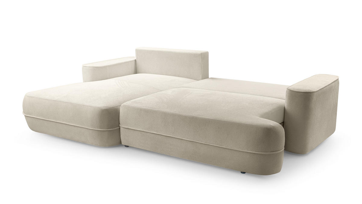 ECKCOUCH L Form Peoni Beige 267/168/87 cm mit Schlaffunktion L - Beige/Schwarz, Kunststoff/Textil (168/267cm) - AX Living