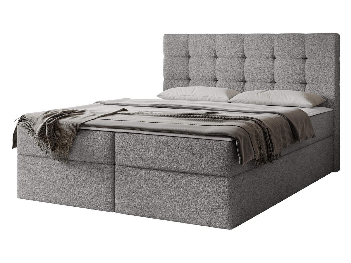 BOXBETT Luanda Boucle - H3 - Grau, Holzwerkstoff/Textil (180/200cm) - MIRJAN24